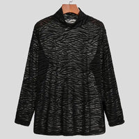 Tabitha | Women's Textured Stand Collar Long Sleeve Top in Black