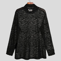Tabitha | Women's Textured Stand Collar Long Sleeve Top in Black
