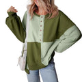 Tabitha | Women's Color Block Button Detail Hooded Casual Hoodie