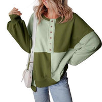 Tabitha | Women's Color Block Button Detail Hooded Casual Hoodie