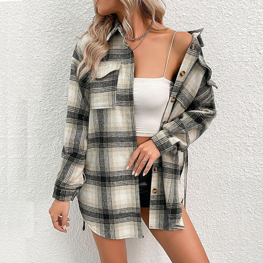 Tabitha | Women's Button Detail Lightweight Fashionable Jacket in Black