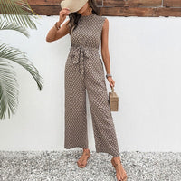 Taliesin | Women's Waist Belt Belted Elegant Jumpsuit in Khaki