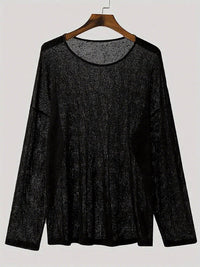 Talitha | Women's Textured Long Sleeve Casual Top in Black