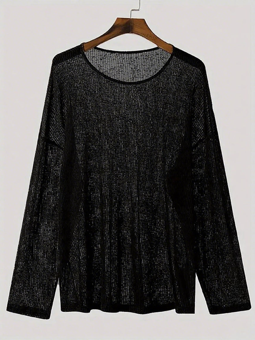 Talitha | Women's Textured Long Sleeve Casual Top in Black