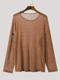 Talitha | Women's Textured Long Sleeve Casual Top in Brown
