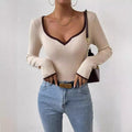 Tamara | Women's V-Neck Long Sleeve Top