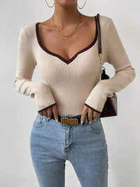 Tamara | Women's V-Neck Long Sleeve Top in Apricot