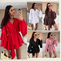 Tamara | Women's Ruffle Detail Waist Belt Belted Elegant Kimono
