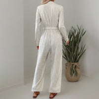 Tamsyn | Women's Button Detail Belted Elegant Jumpsuit