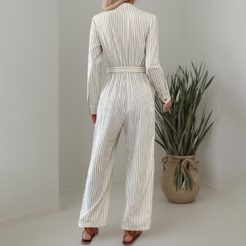 Tamsyn | Women's Button Detail Belted Elegant Jumpsuit