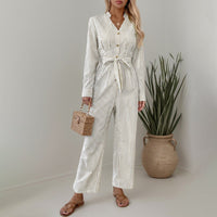 Tamsyn | Women's Button Detail Belted Elegant Jumpsuit