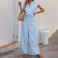 Tamsyn | Women's Button Detail Belted Elegant Jumpsuit