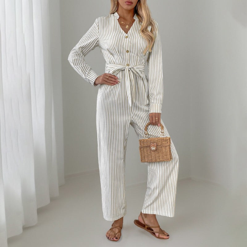 Tamsyn | Women's Button Detail Belted Elegant Jumpsuit