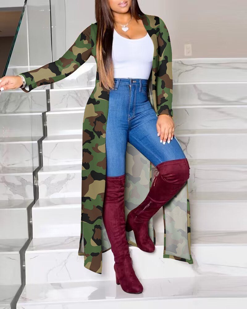 Tansy | Women's Knit Modern Cardigan in Camouflage