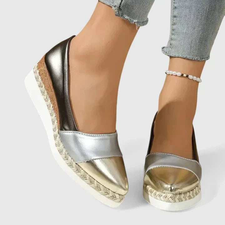 Tatiana | Women's Slip-On Cushioned Comfortable Loafers in Gold