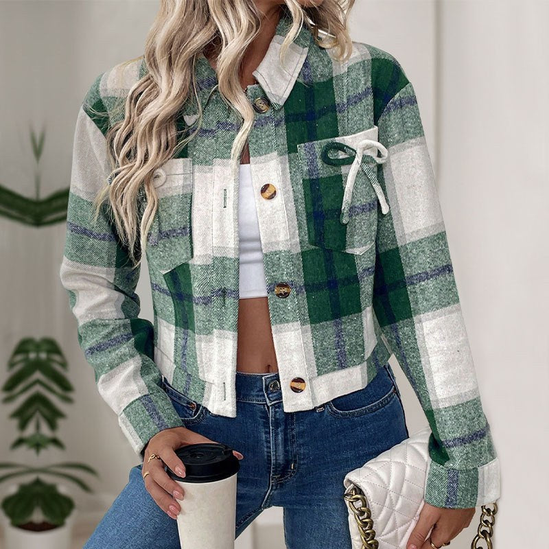 Tegan | Women's Button Detail Pockets Fashionable Jacket in Green