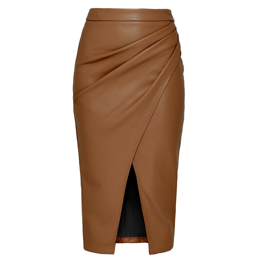 Teodora | Women's Slit Skirt – Maxi Skirt in Brown