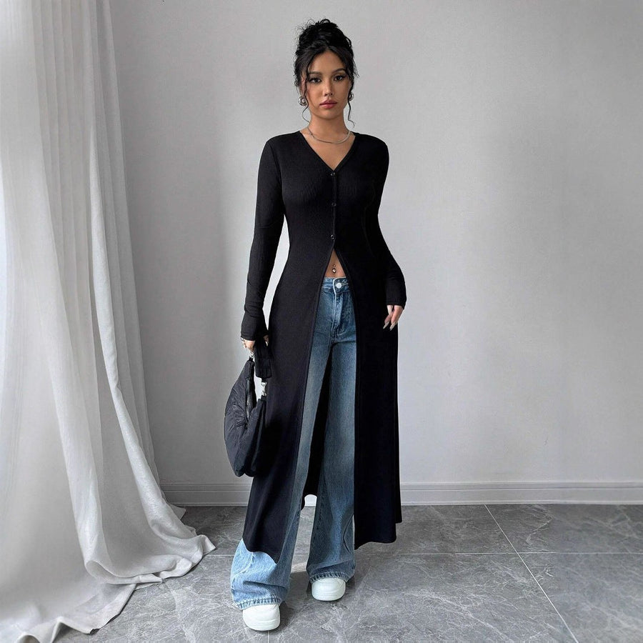 Tess | Women's V-Neck Knit Cardigan in Black