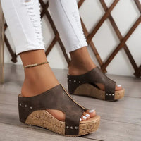 Tess | Women's Wedge Open Comfortable Sandals in Brown