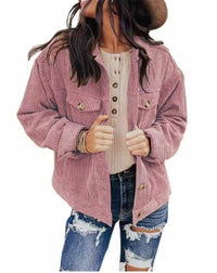 Theodora | Women's Button Detail Oversized Jacket in Pink