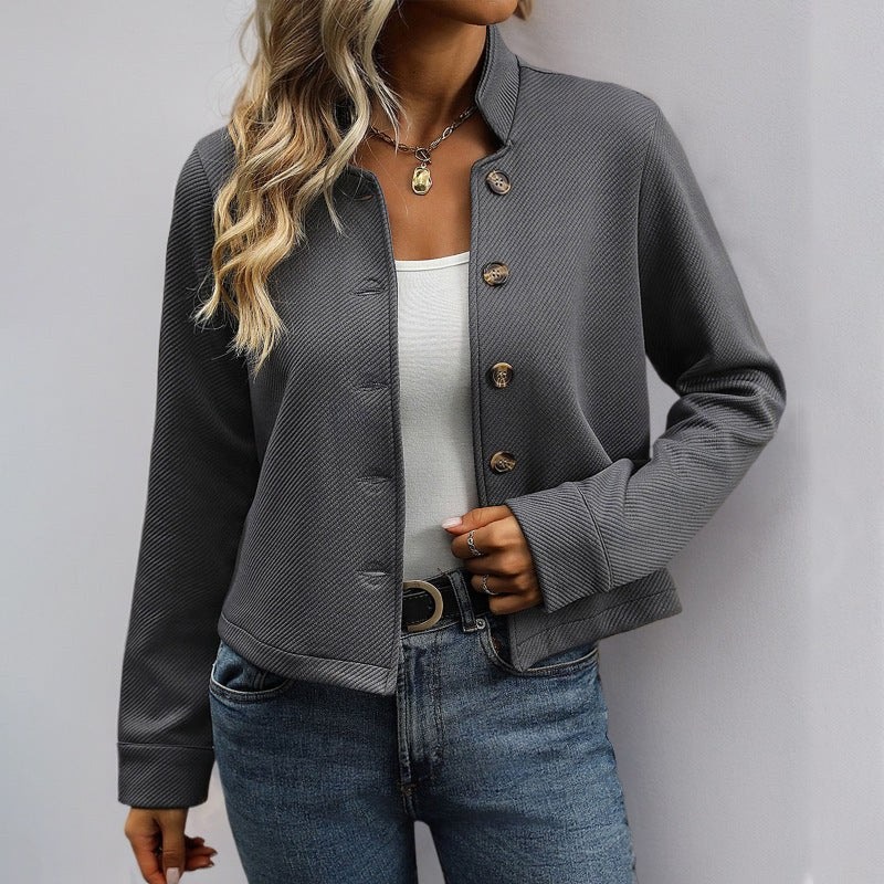 Theresa | Women's Textured Jacket in Dark Gray