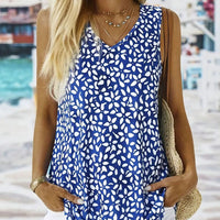 Thessalie | Women's Sleeveless Pockets Floral Top