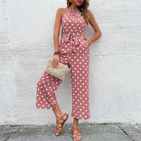 Tiffania | Women's Tie Belt Belted Elegant Fashionable Jumpsuit in Pink