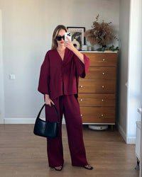 Tilly | Women's Two-Piece Set in Wine Red
