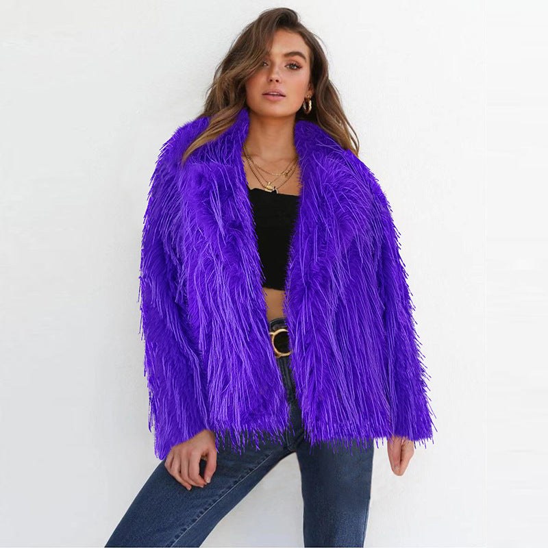 Tirza | Women's Faux Fur Elegant Blazer in Purple
