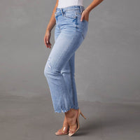 Tirzah | Women's Fringe Fashionable Casual Jeans in Light Blue