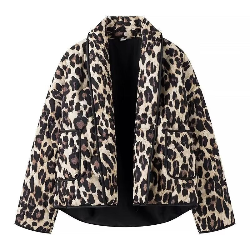 Tirzah | Women's Leopard Print Pockets Jacket in White