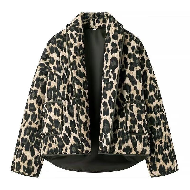 Tirzah | Women's Leopard Print Pockets Jacket in Yellow