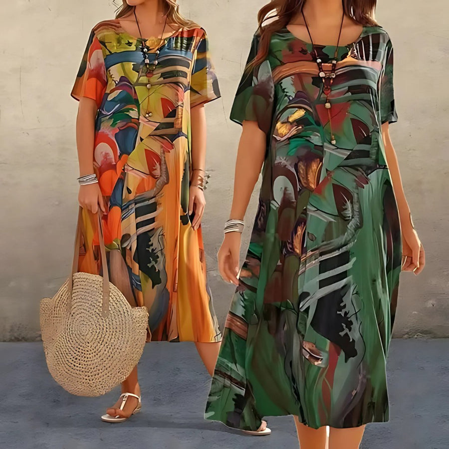 Topaz | Women's Bold Abstract Pattern Midi Dress