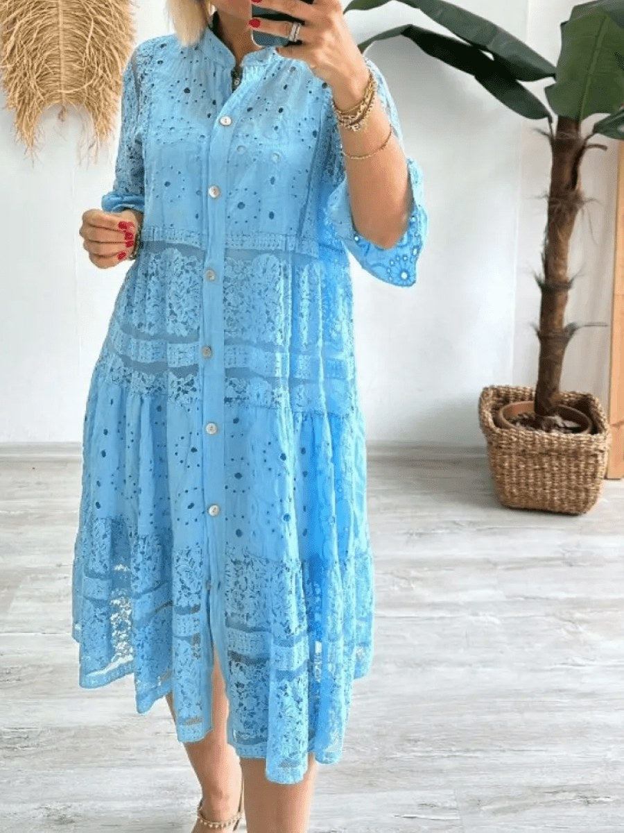 Tora | Women's Button Front Tiered Midi Dress