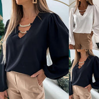 Tranquilla | Women's V-Neck Elegant Blouse in Black