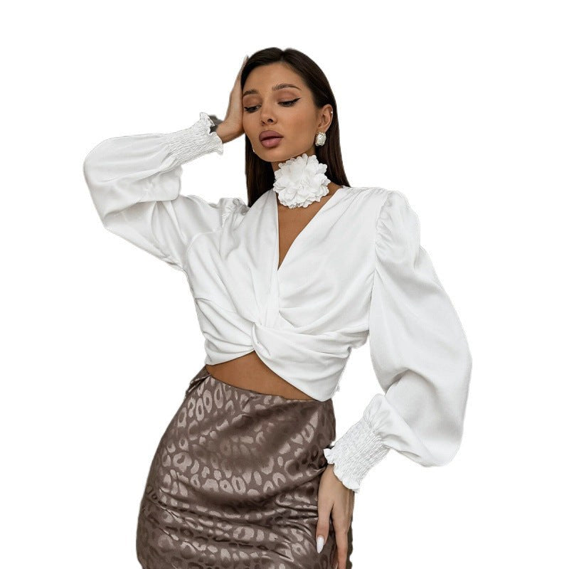 Trudelies | Women's V-Neck Ruffle Elegant Blouse