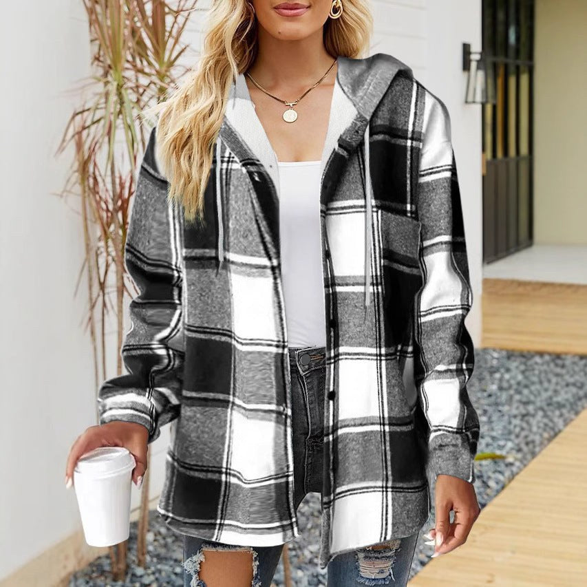 Tryphena | Women's Drawstring Hooded Casual Shirt