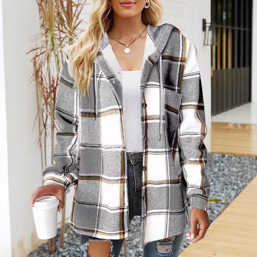 Tryphena | Women's Drawstring Hooded Casual Shirt