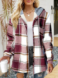 Tryphena | Women's Drawstring Hooded Casual Shirt in Patterned Sechs
