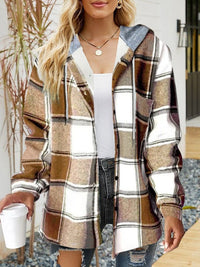 Tryphena | Women's Drawstring Hooded Casual Shirt in Patterned Sieb