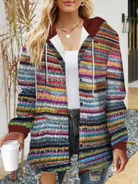 Tryphena | Women's Drawstring Hooded Casual Shirt in Patterned Zwei