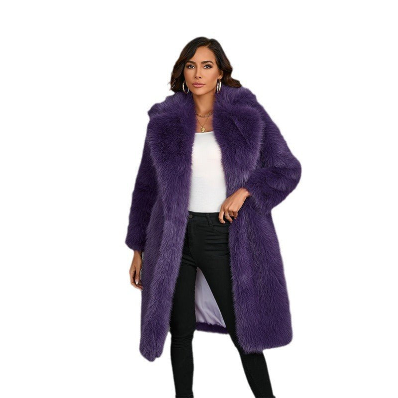 Tullia | Women's Elegant Faux Fur Coat in Purple