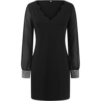 Ubalda | Women's V-Neck Sheer Elegant Mini Dress in Black