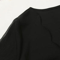 Ubalda | Women's V-Neck Sheer Elegant Mini Dress in Black
