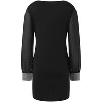 Ubalda | Women's V-Neck Sheer Elegant Mini Dress in Black