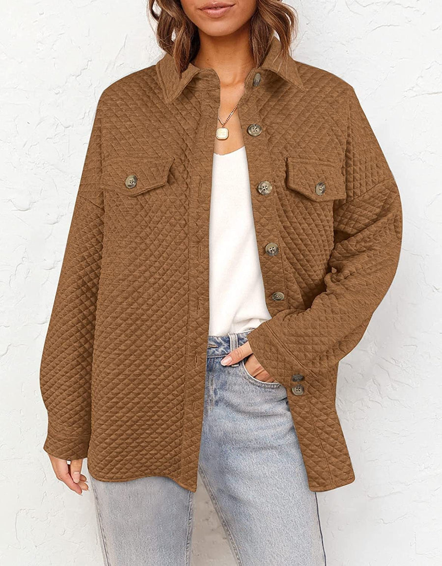 Ulla | Women's Pockets Casual Quilted Jacket in Brown
