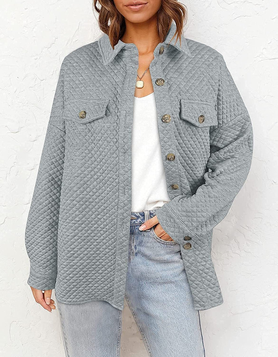 Ulla | Women's Pockets Casual Quilted Jacket in Gray