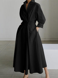 Ulla | Women's Collared Long Sleeve Maxi Dress in Black