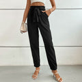 Ulla | Women's Elastic Waist Tie Belt Belted Dress Pants