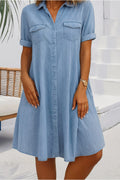 Ulrika | Women's Collared Button Front Pockets Dress – Casual Dress